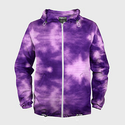 Ветровка с капюшоном мужская Фиолетовый тайдай, цвет: 3D-белый