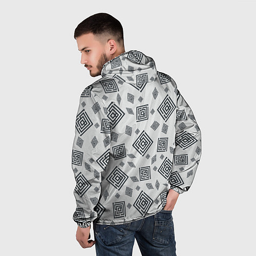 Мужская ветровка Ромб лабиринт паттерн / 3D-Черный – фото 4