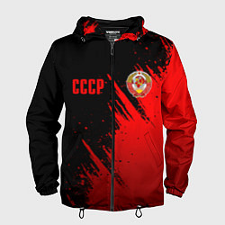 Ветровка с капюшоном мужская СССР - черно-красный, цвет: 3D-черный