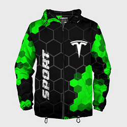 Мужская ветровка Tesla green sport hexagon