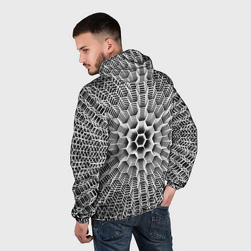 Мужская ветровка Бесконечный гексагональный каркас / 3D-Белый – фото 4