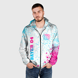 Ветровка с капюшоном мужская Bayer 04 neon gradient style вертикально, цвет: 3D-черный — фото 2