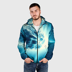 Ветровка с капюшоном мужская Неоновая комета - нейросеть, цвет: 3D-черный — фото 2