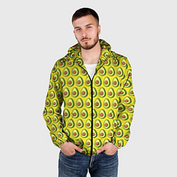 Ветровка с капюшоном мужская Паттерн с авокадо в разрезе, цвет: 3D-черный — фото 2