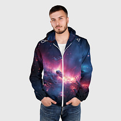 Ветровка с капюшоном мужская Взрыв в космосе, цвет: 3D-белый — фото 2