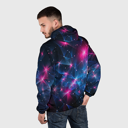 Мужская ветровка Яркие неоновые вспышки в космосе / 3D-Черный – фото 4