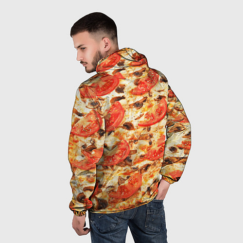 Мужская ветровка Пицца с грибами и томатом - текстура / 3D-Белый – фото 4