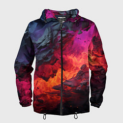 Ветровка с капюшоном мужская Яркий абстрактный путь, цвет: 3D-черный