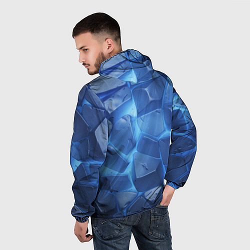 Мужская ветровка Синие ледяные плиты с разломом / 3D-Белый – фото 4