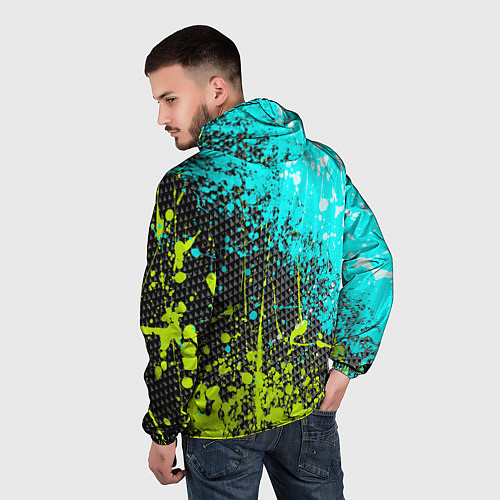 Мужская ветровка Брызги красок с геометрией / 3D-Белый – фото 4