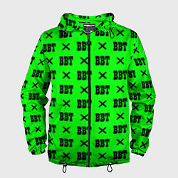 Ветровка с капюшоном мужская BBT logo green steel, цвет: 3D-черный