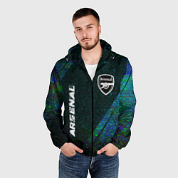 Ветровка с капюшоном мужская Arsenal glitch blue, цвет: 3D-черный — фото 2