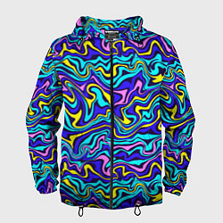 Ветровка с капюшоном мужская Psychedelic multicolored pattern, цвет: 3D-черный