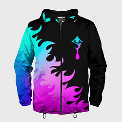 Ветровка с капюшоном мужская Hellsing неоновый огонь, цвет: 3D-черный