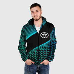 Ветровка с капюшоном мужская Toyota electro hexagon, цвет: 3D-черный — фото 2