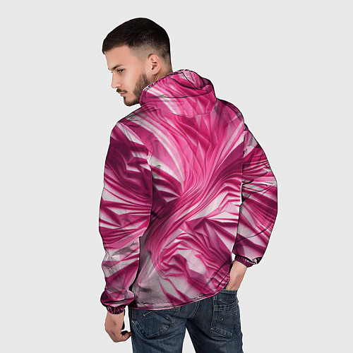 Мужская ветровка Розовые ломанные линии / 3D-Белый – фото 4
