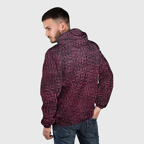 Мужская ветровка Бордовая абстрактная рябь / 3D-Черный – фото 4