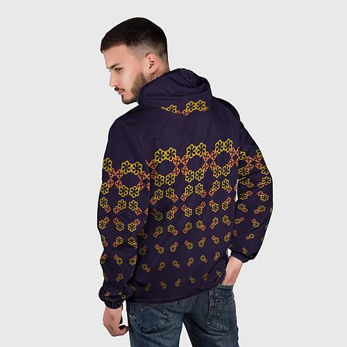 Мужская ветровка Цветочный орнамент на синем / 3D-Черный – фото 4