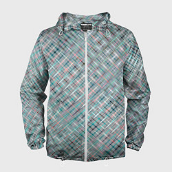 Ветровка с капюшоном мужская Светлый серо-голубой текстурированный, цвет: 3D-белый