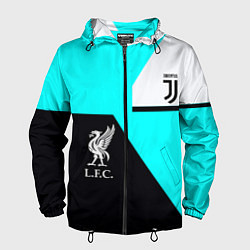 Ветровка с капюшоном мужская Juventus x Liverpool geometry, цвет: 3D-черный