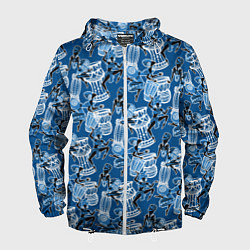 Ветровка с капюшоном мужская Африканские барабанщицы, цвет: 3D-белый