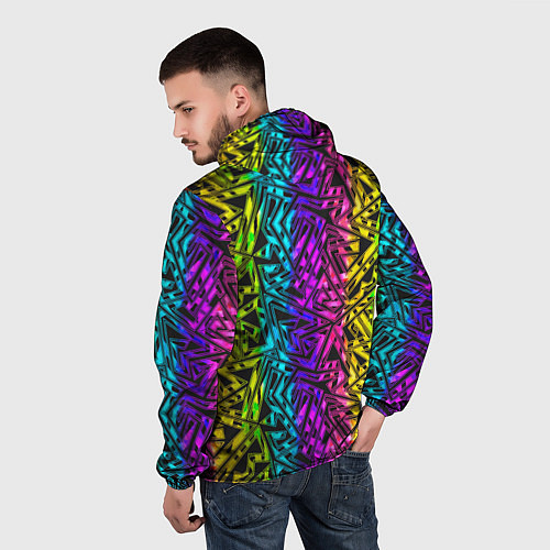 Мужская ветровка Абстрактный узор с геометрической концепцией / 3D-Черный – фото 4