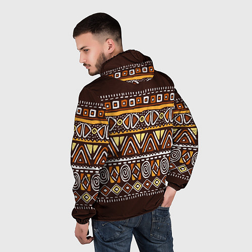 Мужская ветровка Африканский традиционный орнамент / 3D-Черный – фото 4