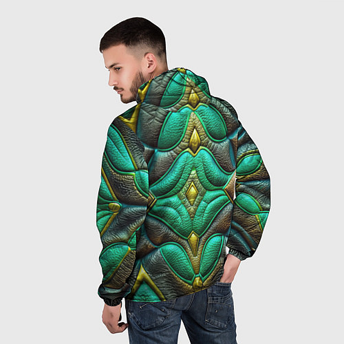 Мужская ветровка Объемная футуристичная текстура из кожи / 3D-Черный – фото 4