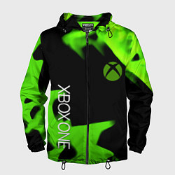 Ветровка с капюшоном мужская Xbox one green flame, цвет: 3D-черный