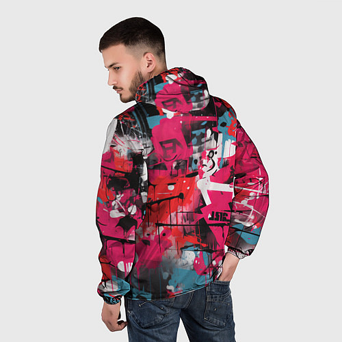 Мужская ветровка Красное граффити / 3D-Белый – фото 4