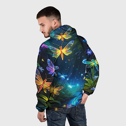 Мужская ветровка Сказочный лес - бабочки / 3D-Белый – фото 4