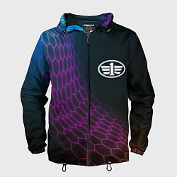 Ветровка с капюшоном мужская FAW neon hexagon, цвет: 3D-черный