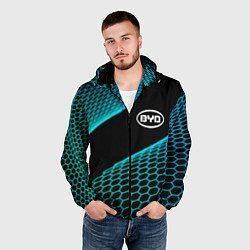 Ветровка с капюшоном мужская BYD electro hexagon, цвет: 3D-черный — фото 2