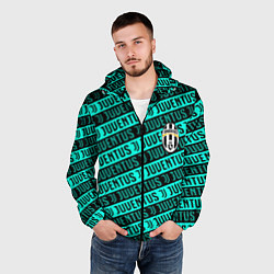 Ветровка с капюшоном мужская Juventus pattern logo steel, цвет: 3D-черный — фото 2