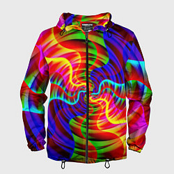 Ветровка с капюшоном мужская Абстрактные волнистые линии, цвет: 3D-черный