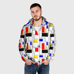 Ветровка с капюшоном мужская Геометрия цветных Пит Мондриан, цвет: 3D-белый — фото 2
