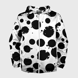 Ветровка с капюшоном мужская Abstract black blots - ai art fantasy, цвет: 3D-белый
