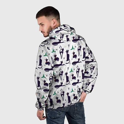 Мужская ветровка Узор из черных магических кошек / 3D-Черный – фото 4