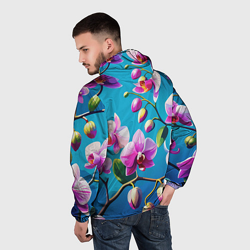 Мужская ветровка Орхидея цветы паттерн / 3D-Белый – фото 4