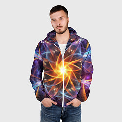 Ветровка с капюшоном мужская Закрученная абстракция, цвет: 3D-белый — фото 2