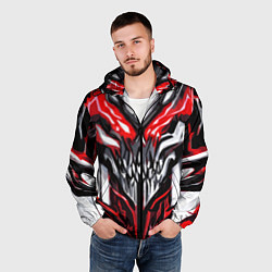 Ветровка с капюшоном мужская Абстрактный красный череп, цвет: 3D-черный — фото 2