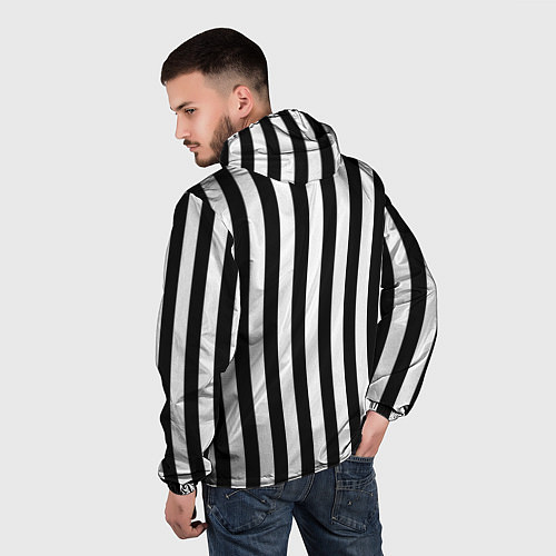 Мужская ветровка Вертикальные черно белые полосы / 3D-Белый – фото 4