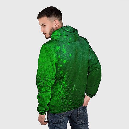 Мужская ветровка Leicester City - green gradient по-вертикали / 3D-Черный – фото 4