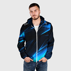 Ветровка с капюшоном мужская Грани неоновые текстура, цвет: 3D-белый — фото 2