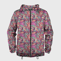 Ветровка с капюшоном мужская Монстры любители кофе, цвет: 3D-черный