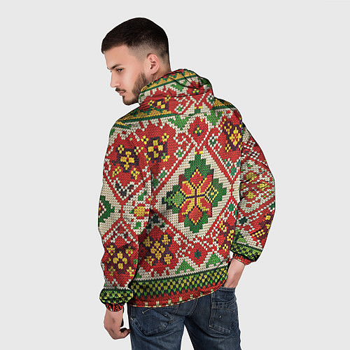 Мужская ветровка Классические русские узоры и орнамент / 3D-Белый – фото 4