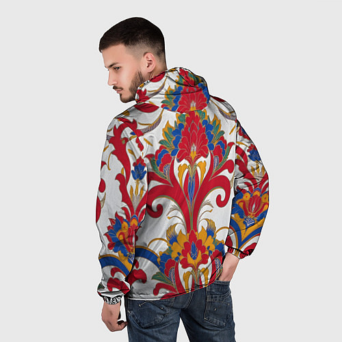 Мужская ветровка Яркий алый узор / 3D-Белый – фото 4