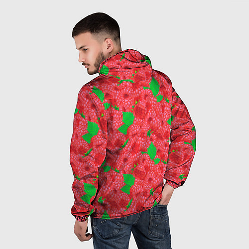 Мужская ветровка Ягода малина паттерн / 3D-Черный – фото 4