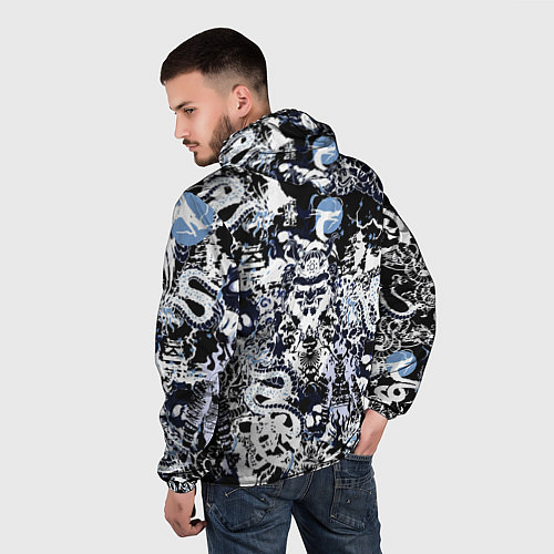 Мужская ветровка Японский самурай и драконы / 3D-Черный – фото 4