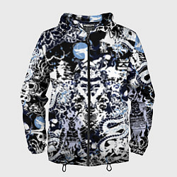 Ветровка с капюшоном мужская Японский самурай и драконы, цвет: 3D-черный